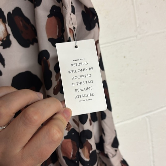 Eloquii Brown Black Animal Print Long Sleeve Blouse - Picture 5 of 9